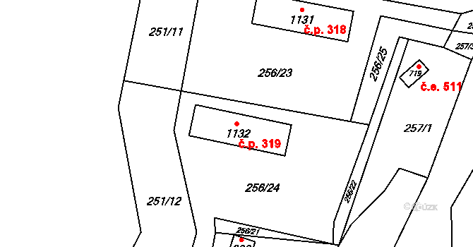 Kamenný Přívoz 319 na parcele st. 1132 v KÚ Kamenný Přívoz, Katastrální mapa