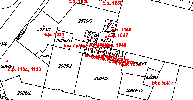 Kyjov 1079 na parcele st. 2004/7 v KÚ Kyjov, Katastrální mapa