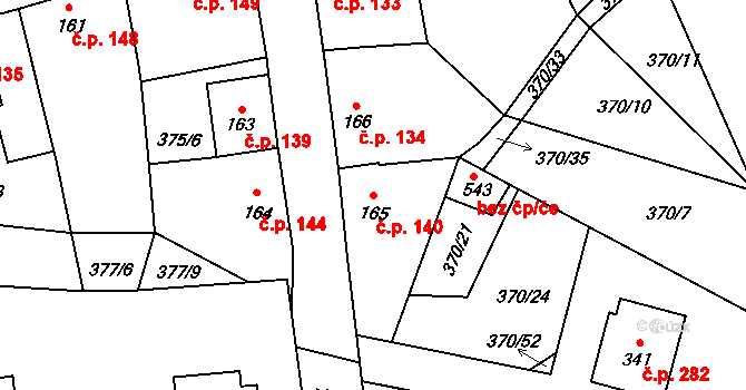 Sedlec 140, Sedlec-Prčice na parcele st. 165 v KÚ Sedlec u Votic, Katastrální mapa