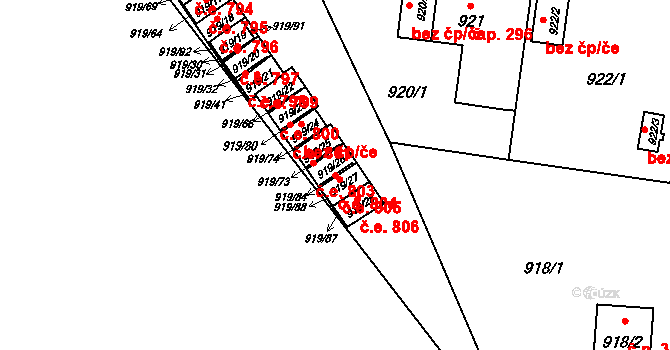 Pudlov 804, Bohumín na parcele st. 919/26 v KÚ Pudlov, Katastrální mapa