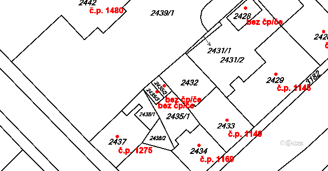 Chomutov 39102769 na parcele st. 2435/2 v KÚ Chomutov I, Katastrální mapa