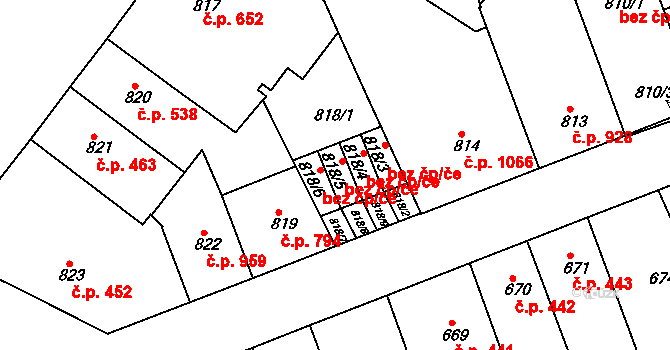Teplice 39154769 na parcele st. 818/5 v KÚ Teplice, Katastrální mapa