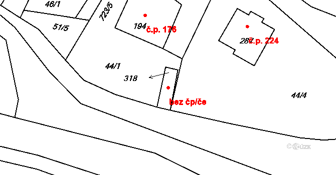 Příchovice 40918769 na parcele st. 318 v KÚ Příchovice u Přeštic, Katastrální mapa