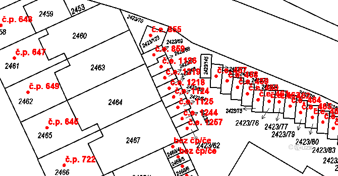 Jindřichův Hradec II 1218, Jindřichův Hradec na parcele st. 2423/66 v KÚ Jindřichův Hradec, Katastrální mapa