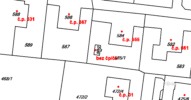 Bohumín 41925769 na parcele st. 585/2 v KÚ Skřečoň, Katastrální mapa