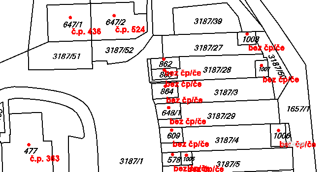 Toužim 45819769 na parcele st. 864 v KÚ Toužim, Katastrální mapa