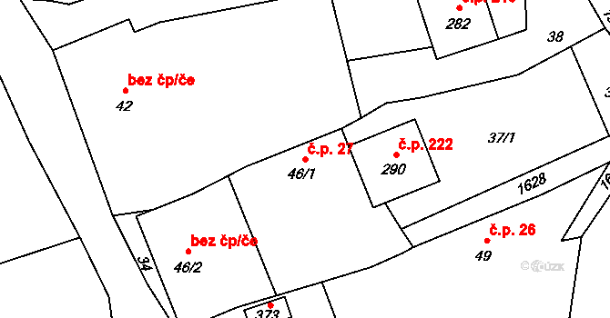 Skřipov 27 na parcele st. 46/1 v KÚ Skřipov, Katastrální mapa