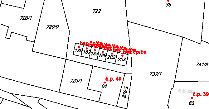Bezdědovice 47283769 na parcele st. 189 v KÚ Bezdědovice, Katastrální mapa