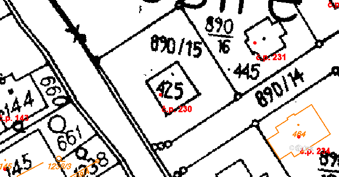 Opatovec 230 na parcele st. 425 v KÚ Opatovec, Katastrální mapa