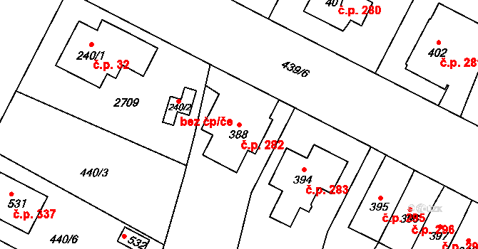 Opatovice nad Labem 282 na parcele st. 388 v KÚ Opatovice nad Labem, Katastrální mapa