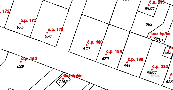 Rynholec 180 na parcele st. 679 v KÚ Rynholec, Katastrální mapa