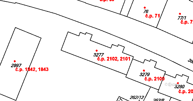 Rakovník II 2101,2102, Rakovník na parcele st. 3277 v KÚ Rakovník, Katastrální mapa