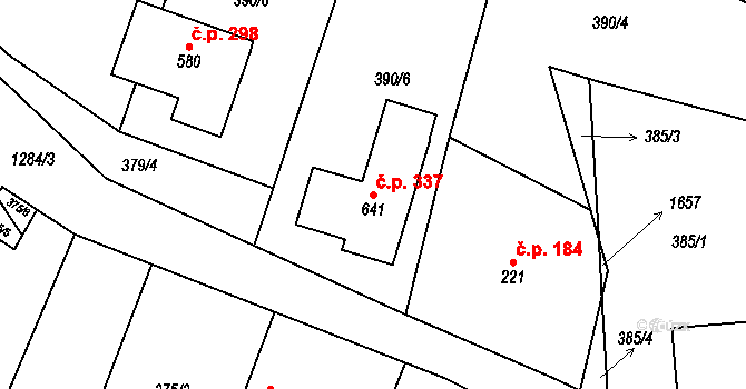 Liběchov 337 na parcele st. 641 v KÚ Liběchov, Katastrální mapa