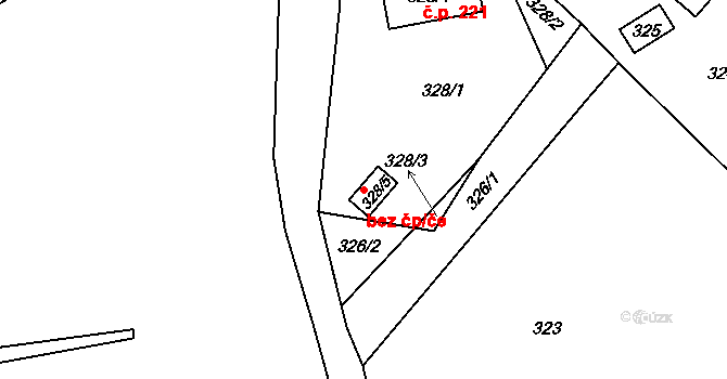 Sentice 88681769 na parcele st. 328/5 v KÚ Sentice, Katastrální mapa