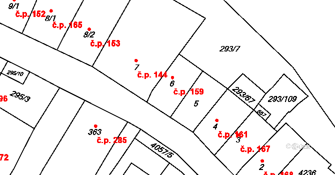 Boleradice 159 na parcele st. 6 v KÚ Boleradice, Katastrální mapa