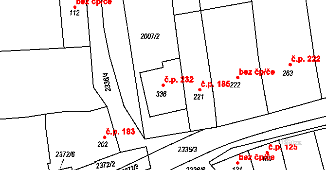 Morkůvky 232 na parcele st. 338 v KÚ Morkůvky, Katastrální mapa