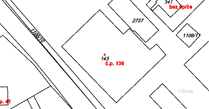 Rajnochovice 136 na parcele st. 143 v KÚ Rajnochovice, Katastrální mapa