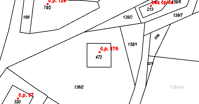 Staré Hobzí 176 na parcele st. 472 v KÚ Staré Hobzí, Katastrální mapa
