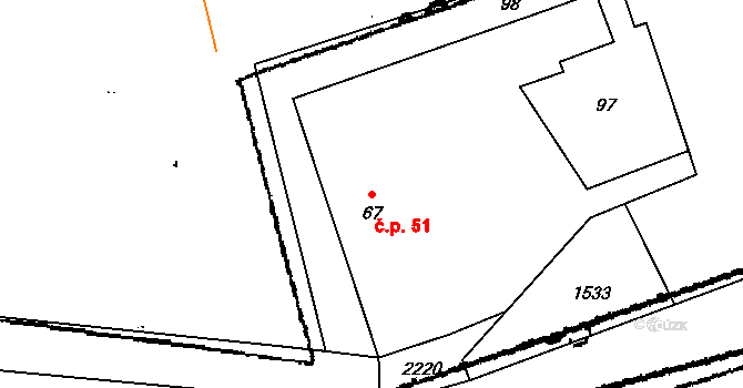 Plaveč 51 na parcele st. 67 v KÚ Plaveč, Katastrální mapa