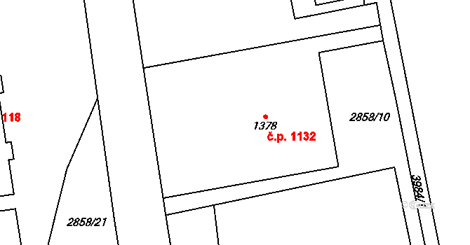 Lipník nad Bečvou I-Město 1132, Lipník nad Bečvou na parcele st. 1378 v KÚ Lipník nad Bečvou, Katastrální mapa