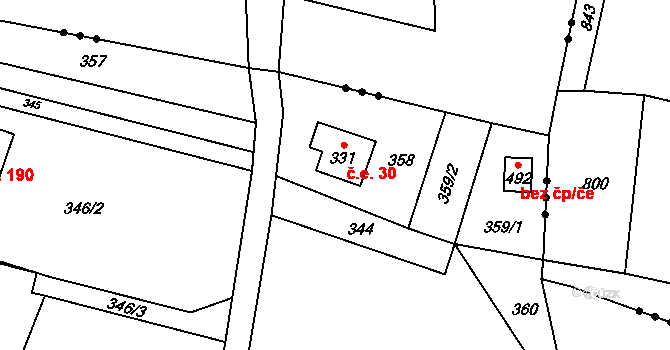 Guty 30, Třinec na parcele st. 331 v KÚ Guty, Katastrální mapa