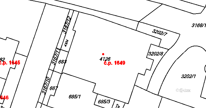 Čelákovice 1649 na parcele st. 4126 v KÚ Čelákovice, Katastrální mapa