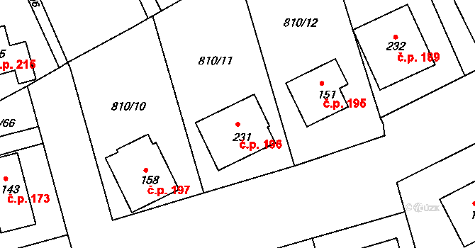 Vysoká Pec 196, Bohutín na parcele st. 231 v KÚ Tisová u Bohutína, Katastrální mapa