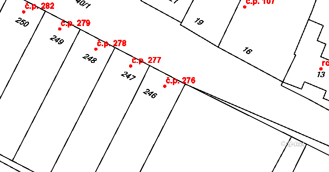 Těmice 276 na parcele st. 246 v KÚ Těmice u Hodonína, Katastrální mapa