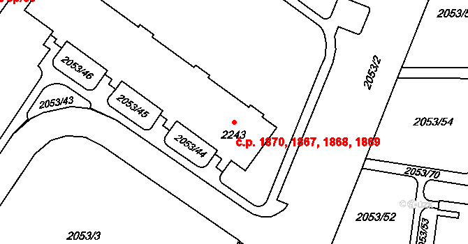 Šumperk 1867,1868,1869,1870 na parcele st. 2243 v KÚ Šumperk, Katastrální mapa