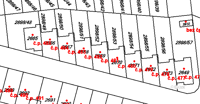 Dolní Předměstí 481, Polička na parcele st. 2669 v KÚ Polička, Katastrální mapa