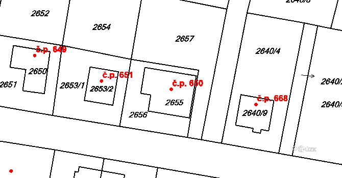 Mimoň I 650, Mimoň na parcele st. 2655 v KÚ Mimoň, Katastrální mapa