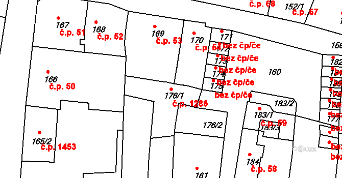 Duchcov 1286 na parcele st. 176/1 v KÚ Duchcov, Katastrální mapa
