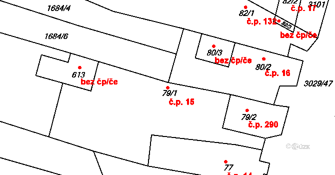 Kněžice 15 na parcele st. 79/1 v KÚ Kněžice u Třebíče, Katastrální mapa