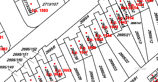 Pelhřimov 1646 na parcele st. 2695/37 v KÚ Pelhřimov, Katastrální mapa