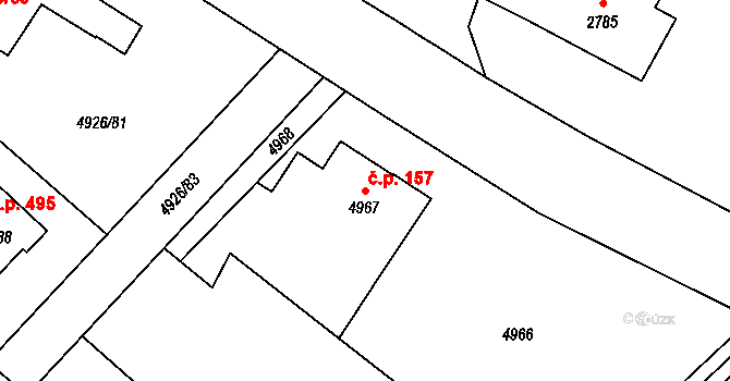 Sviadnov 157 na parcele st. 4967 v KÚ Sviadnov, Katastrální mapa