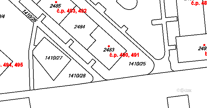 Klatovy III 490,491, Klatovy na parcele st. 2483 v KÚ Klatovy, Katastrální mapa