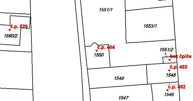 České Budějovice 4 404, České Budějovice na parcele st. 1550 v KÚ České Budějovice 4, Katastrální mapa