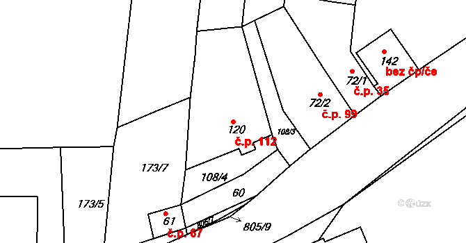 Stanoviště 112 na parcele st. 120 v KÚ Stanoviště na Moravě, Katastrální mapa