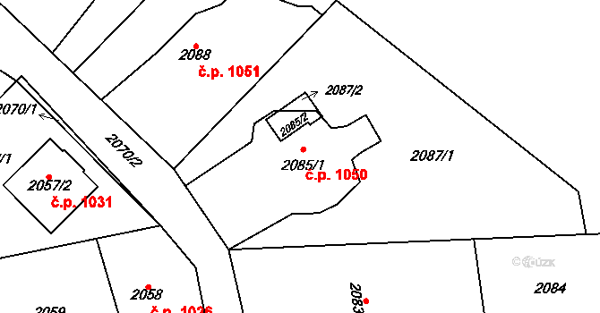 Bludovice 1050, Havířov na parcele st. 2085/1 v KÚ Bludovice, Katastrální mapa
