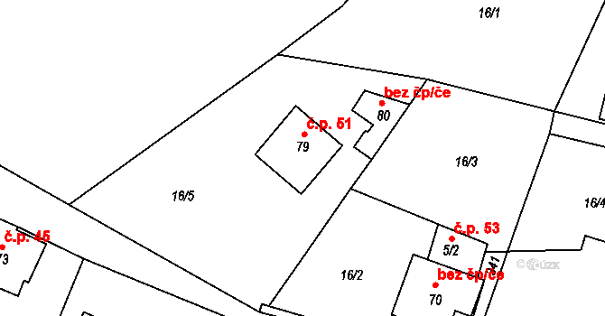 Hetlín 51, Černíny na parcele st. 79 v KÚ Hetlín, Katastrální mapa