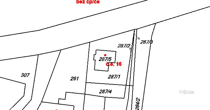 Kolné 16, Stvolínky na parcele st. 287/5 v KÚ Stvolínecké Petrovice, Katastrální mapa