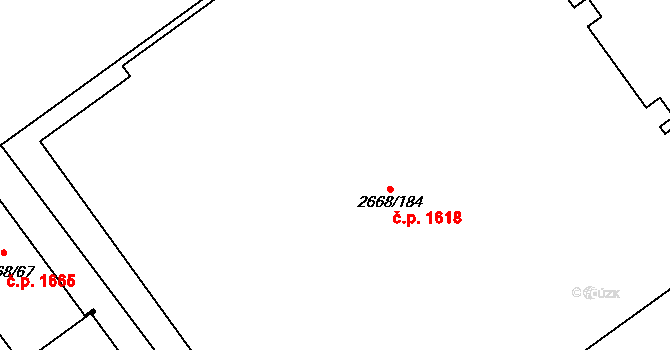 Kyje 1618, Praha na parcele st. 2668/184 v KÚ Kyje, Katastrální mapa