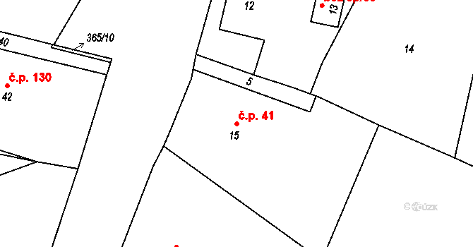 Moravský Kočov 41, Moravskoslezský Kočov na parcele st. 15 v KÚ Moravský Kočov, Katastrální mapa