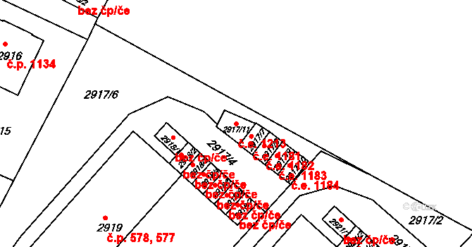 Děčín VI-Letná 1213, Děčín na parcele st. 2917/11 v KÚ Podmokly, Katastrální mapa
