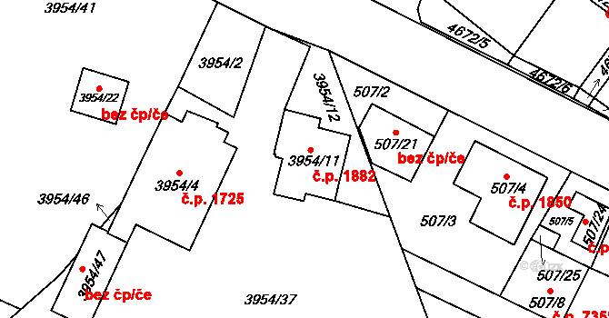 Chotěboř 1882 na parcele st. 3954/11 v KÚ Chotěboř, Katastrální mapa