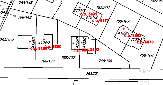 Zlín 3493 na parcele st. 4123/2 v KÚ Zlín, Katastrální mapa