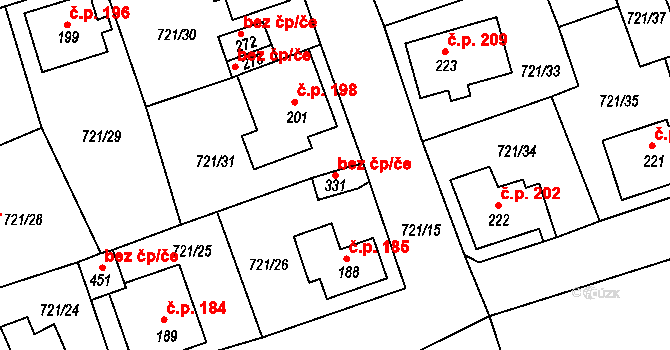 Krupka 45057770 na parcele st. 331 v KÚ Unčín u Krupky, Katastrální mapa