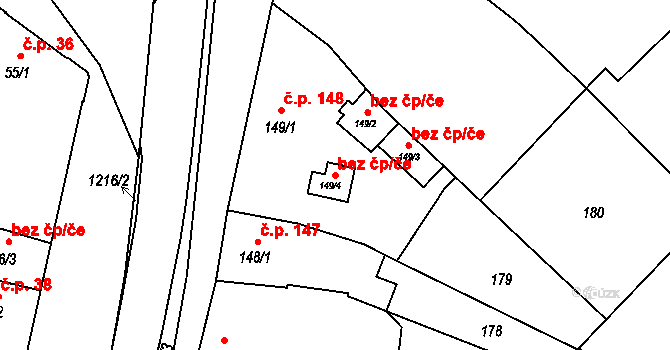 Smržice 47806770 na parcele st. 149/4 v KÚ Smržice, Katastrální mapa