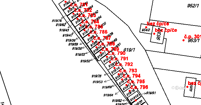 Pudlov 789, Bohumín na parcele st. 919/11 v KÚ Pudlov, Katastrální mapa