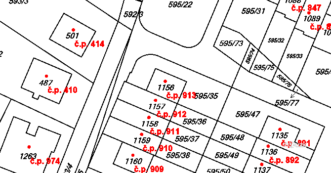 Líbeznice 913 na parcele st. 1156 v KÚ Líbeznice, Katastrální mapa